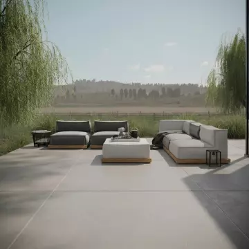 Teak base grey & linen